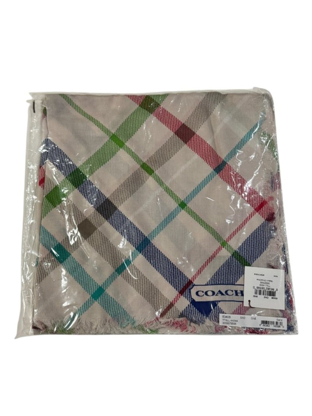 Coach Women's Tattersall Scarf Plaid Modal Woven Square Scarf #83406 - Picture 2 of 7